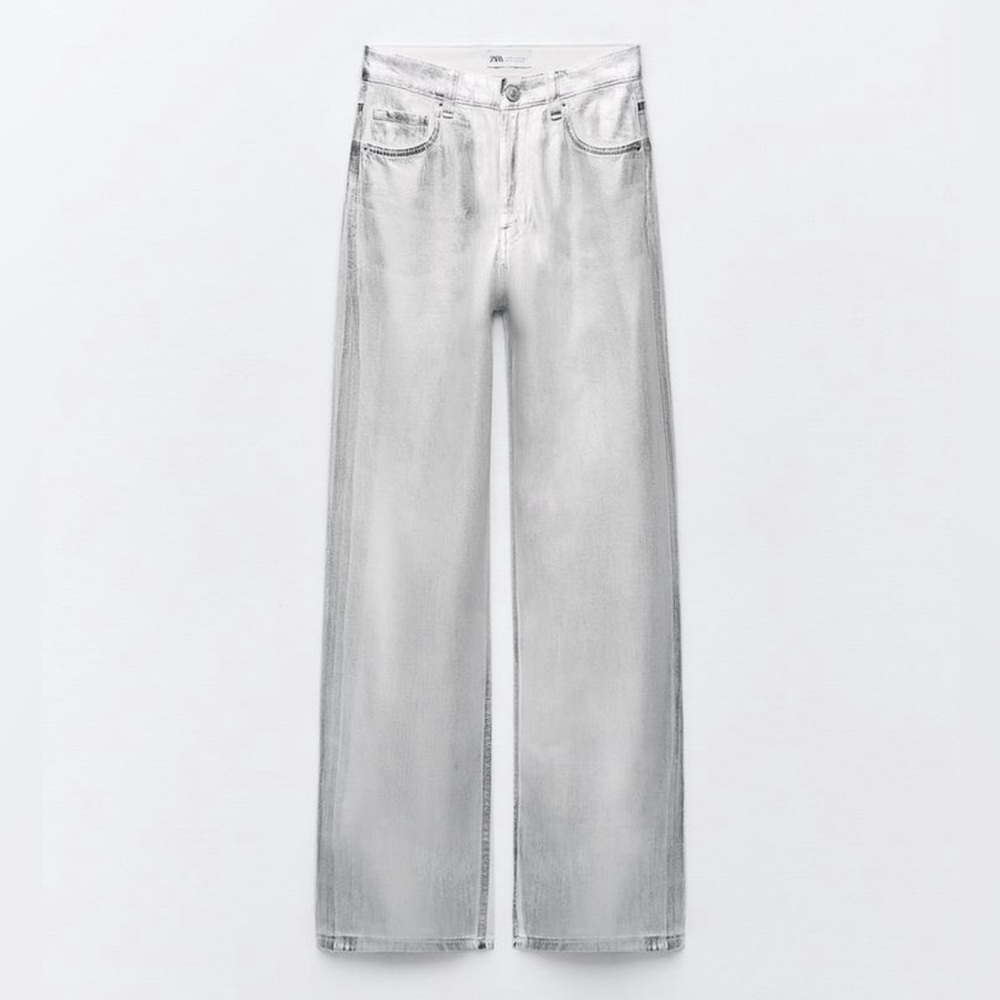 Zara TRF Metallic High Rise Jeans